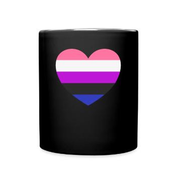 Geschlechtsfl�ssigkeit Flag Herz LGBTQ Genderfluid - Tasse einfarbig - Schwarz - Vorne