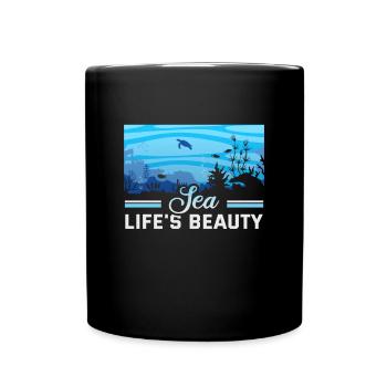Strandurlaub am Meer Design Strandmotiv - Tasse einfarbig - Schwarz - Vorne