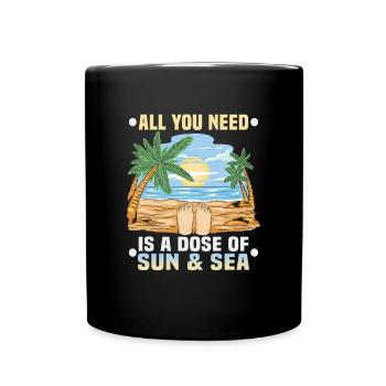 Beach holiday by the sea Design beach motif - Full Colour Mug - black - Front