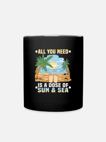 Strandurlaub am Meer Design Strandmotiv - Tasse einfarbig - Schwarz