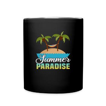 Strandurlaub am Meer Design Strandmotiv - Tasse einfarbig - Schwarz - Vorne