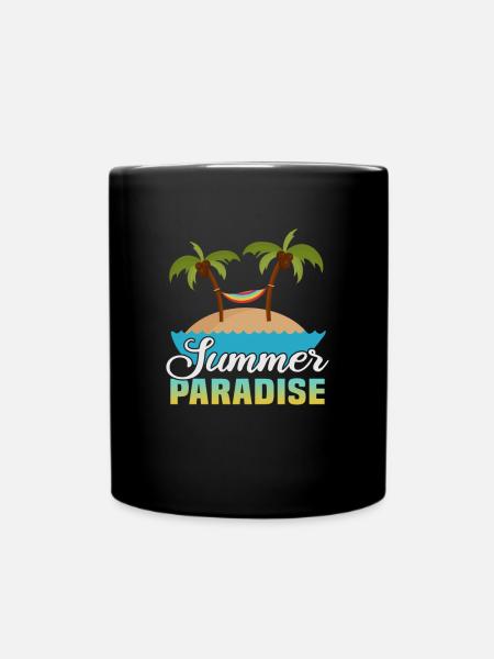 Strandurlaub am Meer Design Strandmotiv - Tasse einfarbig - Schwarz