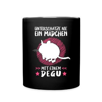 Mädchen mit Degu Nagetier Chile Degu - Tasse einfarbig - Schwarz - Vorne