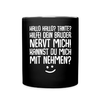 Tante Nichte Neffe - Tasse einfarbig - Schwarz - Vorne