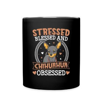 Gesegneter Chihuahua Besessener Lustiger - Tasse einfarbig - Schwarz - Vorne