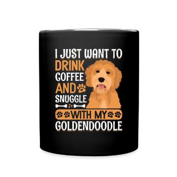 Kaffee Trinken Und Kuscheln Mit Goldendoodle - Tasse einfarbig - Schwarz - Vorne