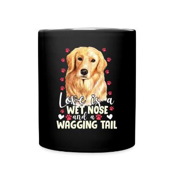 Golden Retriever Love Is Wet Nose Wagging Tail - Mug uni - noir - Devant