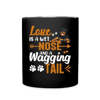 Rottweiler Love Is Wet Nose Wagging Tail Drôle - Mug uni - noir - Devant