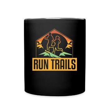 Run Trails Mountains Sunset Trailrunning - Full Colour Mug - black - Front
