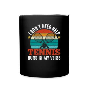 Tennis Runs In My Veins Funny Sports Player Coach - Tasse einfarbig - Schwarz - Vorne