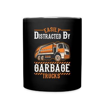 Müllmann Gift Garbage Collection Garbage Truck - Full Colour Mug - black - Front