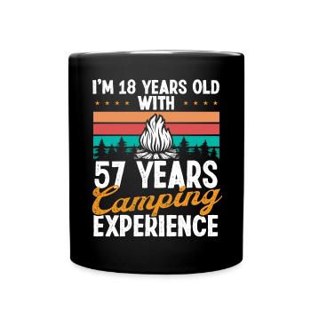 75 Year Old Camper Mountains Camping 75 Birthday - Full Colour Mug - black - Front