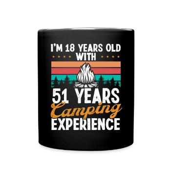 69 Year Old Camper Mountains Camping 69 Birthday - Full Colour Mug - black - Front