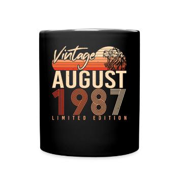 Baujahr 1987 Im August - Tasse einfarbig - Schwarz - Vorne