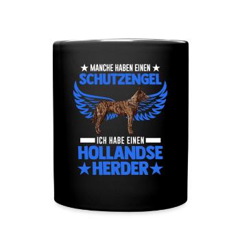 Hollandse Herder Schutzengel Herderdshond - Tasse einfarbig - Schwarz - Vorne