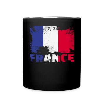 Frankreich Flagge Vintage Distressed French Grunge - Tasse einfarbig - Schwarz - Vorne