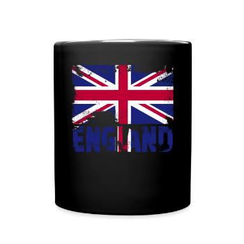 England Flagge Vintage Distressed Großbritannien U - Tasse einfarbig - Schwarz - Vorne