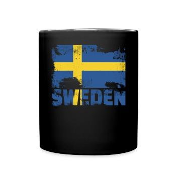 Schweden Flagge Vintage Distressed Swedish Grunge - Tasse einfarbig - Schwarz - Vorne