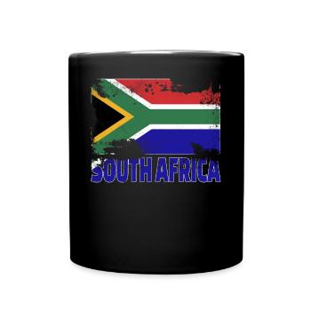 Südafrika Flagge Vintage Distressed Africa Grunge - Tasse einfarbig - Schwarz - Vorne