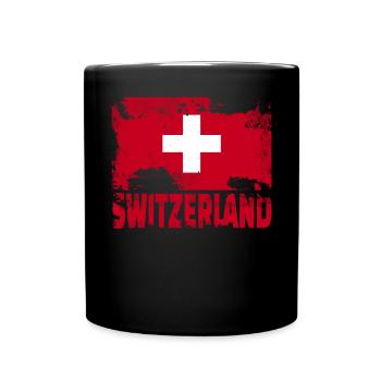 Schweiz Flagge Vintage Distressed Swiss Grunge Tra - Tasse einfarbig - Schwarz - Vorne