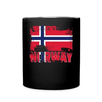 Norwegen Flagge Vintage Distressed Scandinavia Gru - Tasse einfarbig - Schwarz - Vorne