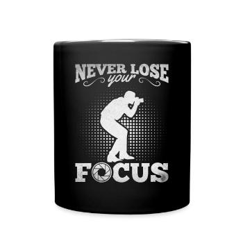 Photography lovers never lose focus - Full Colour Mug - black - Front