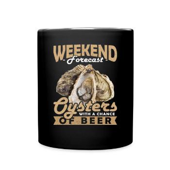 Weekend Forecast Oysters with a Chance of Austern - Full Colour Mug - black - Front