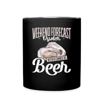 Weekend Forecast Oysters with a Chance of Austern - Full Colour Mug - black - Front