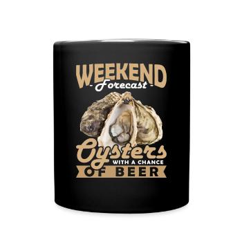 Weekend Forecast Oysters with a Chance of Austern - Full Colour Mug - black - Front