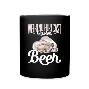 Weekend Forecast Oysters with a Chance of Austern - Full Colour Mug - black - Front