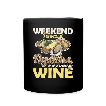 Weekend Forecast Oysters with a Chance of Austern - Full Colour Mug - black - Front