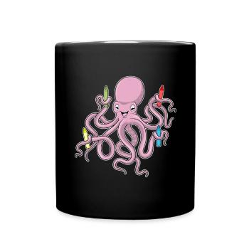 Octopus Student Crayons School - Full Colour Mug - black - Front