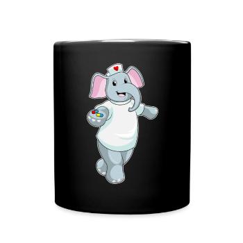 Elefant Krankenschwester Medizin - Tasse einfarbig - Schwarz - Vorne