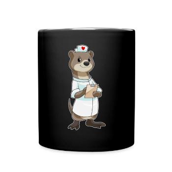 Otter Krankenschwester Herz - Tasse einfarbig - Schwarz - Vorne