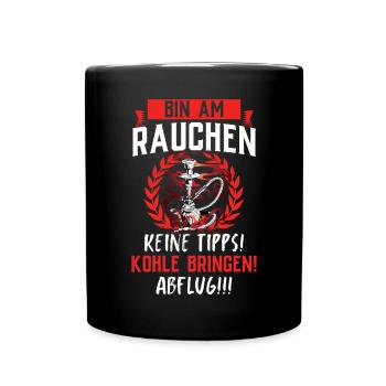 Shisha Geschenk für Wasserpfeife Shishabar Pfeife - Tasse einfarbig - Schwarz - Vorne