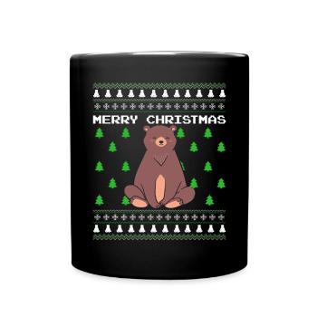 Christmas Bear Ugly Christmas Gift Xmas Santa - Full Colour Mug - black - Front