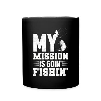 Angler Fisch Angelrute Anglerspruch - Tasse einfarbig - Schwarz - Vorne