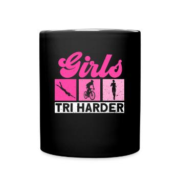 Girls Tri - Triathlète d’entraînement de triathlon - Mug uni - noir - Devant