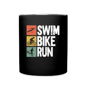 Natation Cyclisme Course à pied - Entraînement au triathlon - Mug uni - noir - Devant