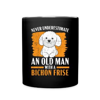 Ne sous-estimez jamais un vieil homme avec un Bichon Frise - Mug uni - noir - Devant