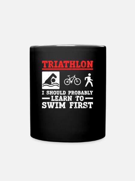 Triathlon Training Schwimmen Triathlet Lustig - Tasse einfarbig - Schwarz