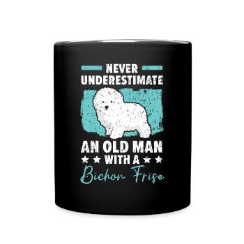 Ne sous-estimez jamais un vieil homme avec un Bichon Frise - Mug uni - noir - Devant