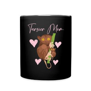 Tarsier Maman Grands Yeux Arbres Forêt Amoureux des Animaux - Mug uni - noir - Devant