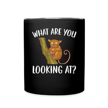 Was siehst du auf Big Eyes Animal Tarsier - Tasse einfarbig - Schwarz - Vorne