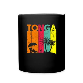 tonga, vintage polynesian tonga - Full Colour Mug - black - Front