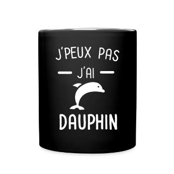 Je peux pas j'ai dauphin animal - Mug uni - noir - Devant