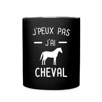 Je peux pas j'ai cheval - Mug uni - noir - Devant