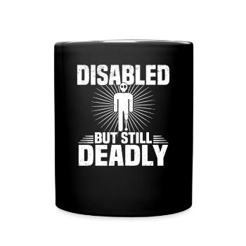 Fauteuil roulant amputé pour handicapés invalidés - Mug uni - noir - Devant