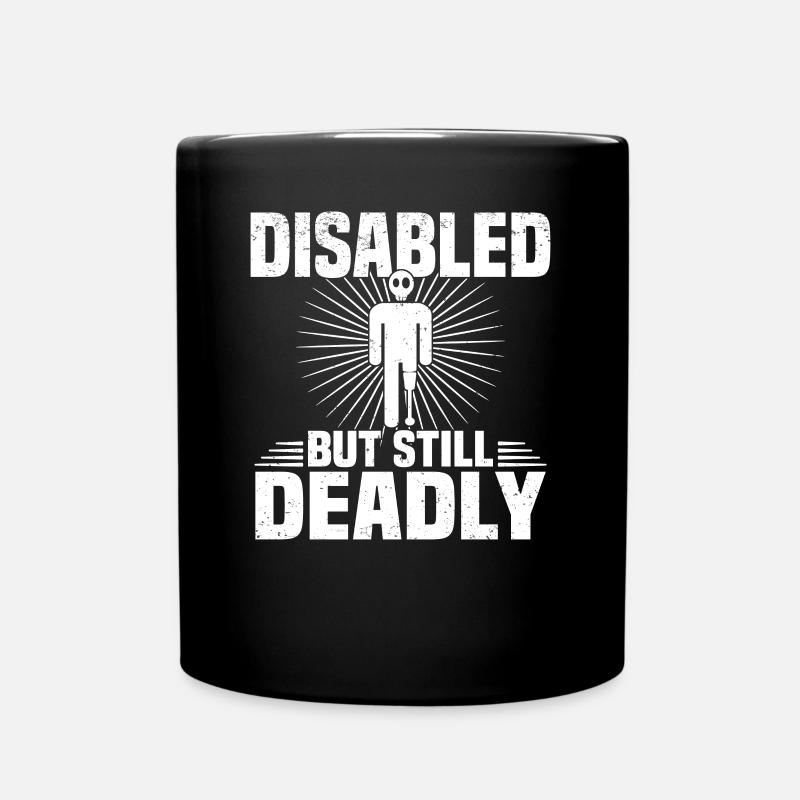 Amputiert Invalide Prothese Handicap Rollstuhl - Tasse einfarbig - Schwarz