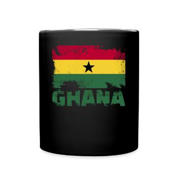 Ghana Flagge Vintage Distressed African Grunge Tra - Tasse einfarbig - Schwarz - Vorne